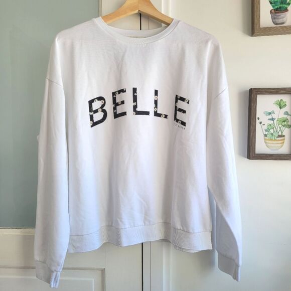 Ted Baker Belle Sweatshirt Graphic Print Size L (m) White Blue - Picture 1 of 7
